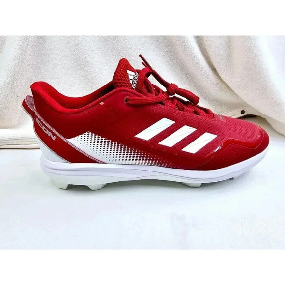 Adidas Size 13.5 Icon 7 Men's Low Top TPU Baseball Cleats Red/White S23880 NWT - Picture 1 of 14